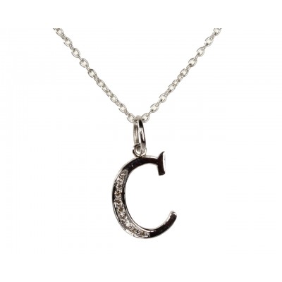 Alphabet C pendant with diamonds